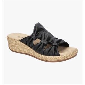 NEW Easy Street Women's Bertina Black Wedge Sandals Size 9 M